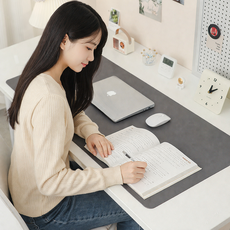 MIRRA 분위기 UP 미끄러짐 NO 40cm*80cm 양면 가죽 데스크 매트, 그레이&브라운