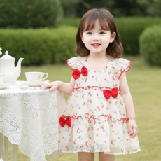 몽실이 리본장식 체리쉬폰 원피스 여아 드레스