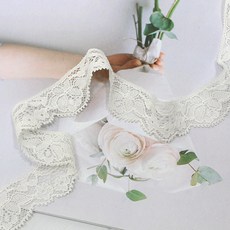 [마이원단] sc2975 2.2cm 스판 레이스 플라워 아이보리, 1개