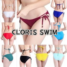 【Cloris Swim】MIT 雙綁帶比基尼提臀褲 Bikini 素色泳褲 泳衣 泳裝，展現您的自信曲線與時尚品味, 藍色,M, 藍色