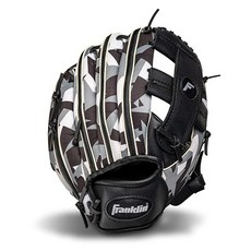 Franklin SPORTS 스포츠 아동용 야구 티볼 글러브 블랙/화이트 9.5인치 오른손 투구 148301, Black/White