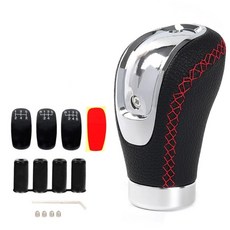 SUV 트럭 모터홈에 적합한 5/6 스피드 기어 변속기 노브 PU 가죽 수동 변속기 레버에는 어댑터 및 나사가 포함되어 있습니다, Red