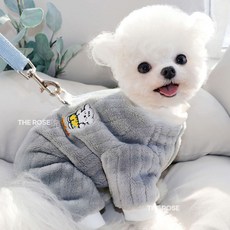 로제 반려동물 하네스 양털 뽀글이 후리스 기모 올인원, 1개, 후리스 올인원_그레이