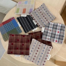 패브릭 체크 도트 무늬 컵받침 티 카페 인테리어 찻잔 커피잔 받침대 소음 방지, 1개, HK.빈티지 티코스터 블랙 스트라이프