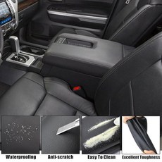 AOUT 아웃TUOA 자동차 팔걸이 센터 콘솔 커버 스티치 뚜껑 교체 극세사 가죽 블랙 토요타 툰드라 2014 2015 2016 2017 2018 2019와 호환 (가죽 부품만