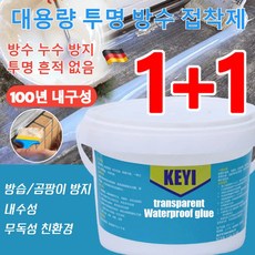 1+1 대용량 투명 방수 접착제 내외벽면 투명 방수제 욕실 타일 접착제 방수페인트 방습/곰팡이 방지, 250g*1개