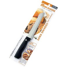 Mini COOK 日本進口 不鏽鋼 烘焙麵包刀 鋸齒刀刃, 黑色, 1個