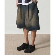 디미트리 블랙 DIMITRI BLACK 바이오워싱 카펜터 버뮤다 데님 팬츠_옐로우 워싱 DBCUPS46YL 338420