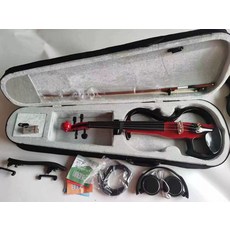 전자 일렉 바이올린 입문용 D타입 사일런트 레슨, 1개, 기본 색상, 검은색과 빨간색