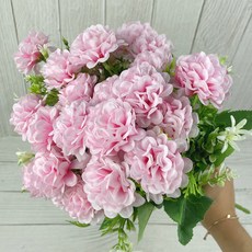 성묘조화꽃 부쉬 인테리어 조화꽃다발 10대 볼국부쉬, 핑크, 3개