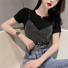 티류으스 여성 줌바댄스복 슬림핏 크롭탑 반팔티 라인댄스웨어 방송댄스 상의 운동티셔츠 CQ