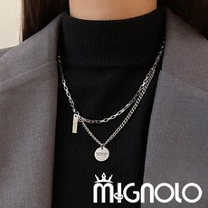 MIGNOLO 蒂亞圓牌項鍊 Y3K 鈦鋼項鍊 個性甜酷風長鍊 毛衣鍊 百搭項鍊 女生飾品