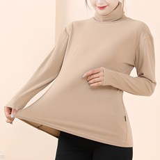 TENCLO 蜜桃絨高領T恤, 米色