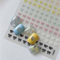 총총마켓 고퀄리티 네일 아트 스티커 귀여운 짧은 리본 7가지 컬러를 한장에, 1개, 멀티컬러