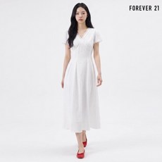 [포에버 21] 레이스 V넥 핀턱 반팔 롱 원피스 (FTDBOP001)