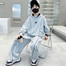 비비키드 남아 봄 가을 초등생 긴팔티 긴바지 상의 초중생 하의 세트 PALSY FINE 페인팅 라인 후드티 주니어 상의+하의 세트 (2606)