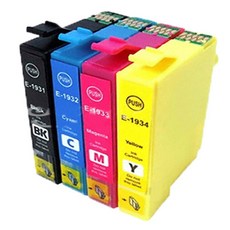 엡손 T193 재생잉크 4색 세트 WorkForce WF2521 WF2531 WF2541 WF2631 WF2651 WF2661, 1세트, 검정+파랑+빨강+노랑