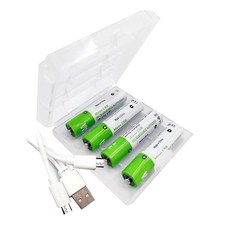 USB充電 可循環利用, 1個, 4號電池-4顆入+USB一分二充電線
