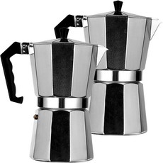 Yimajia 이탈리안 커피 모카포트 300ml 6인용, 2개, 알루미늄