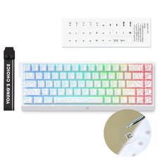 MCHOSE 에이스 68 프로급 게이밍 유선 키보드 E스포츠 버전, 화이트컨투어, 아이스라이노마그네틱축, 제조사축