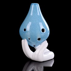 冰裂陶笛 6孔中音C調 釉色陶瓷陶笛 陶土工藝 易學便攜, 藍色, 1個