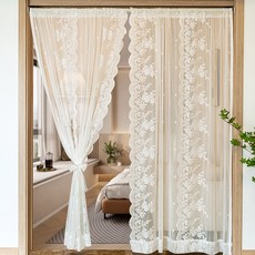 아이라 빈티지 레이 쉬폰커튼 인테리어 거실 커튼 2장