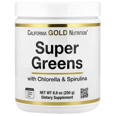 캘리포니아 골드 뉴트리션 슈퍼그린스 스피루리나 클로렐라 켈프 애플펙틴 250g, 1개