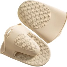 릴리홈 프리미엄 실리콘 주방 오븐 장갑 2P, 1세트, 베이지