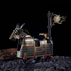 중세 고대 기사 군마 조립 피규어 호환 블록, 1개, 메탈블랙군마