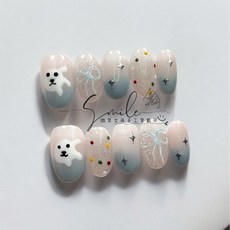 Smile 微笑女孩手工穿戴甲 橢圓甲, 1個, 波點小海豹XS