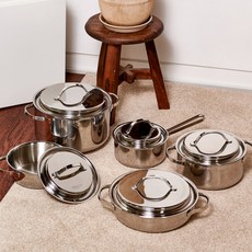 COOKFIT 3層不鏽鋼鍋具組 5入, 一側16cm+火鍋18cm+24cm+正20cm+24cm