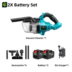 NEWBENY 전기 진공 청소기 Makita 18-21V 배터리 핀 용 효율적인 무선 실내 인테리어 도구, 01 2 Battery, 01 빠른