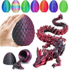 HEFANDAISHU 부활절 달걀 드래곤 에그 30.5cm(12인치) 드래곤 장난감 3D 프린트 드래곤 피젯 장난감 3D 프린트 드래곤 에그 관절형 드래곤 내부 피젯 장난감 자, 블랙퍼플