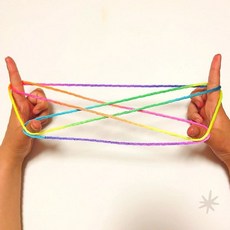손가락 실뜨기 놀이 줄 무지개 색상 전통 놀이 어린이 두뇌 발달 손놀림 집중력, 1개