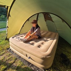 위드차차차 에어매트 캠핑 자충 매트 매트리스 더블 에어매트 더블 40cm, 캠핑용 에어매트_베이지