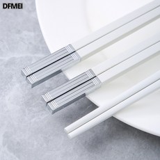 DFMEI 銀頭筷子高端酒店合金筷子商用高檔筷子家用抗菌防黴, 1個, 如圖, 27.2cm 白色【銀】銀竹瑞露 10雙