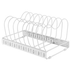 伸縮鍋蓋架 伸縮收納架 間距可調 鍋子收納 鍋具置物架 廚房收納, 白, 1個, 6層