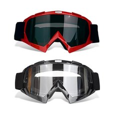 ZEMFAY 더트 바이크 고글 방풍 방진 김 서림 방지 ATV 안경 모토크로스 안경 자외선 차단 라이딩 레이싱 오프로드 남성 여성 청소년용, 레드 프레임+그레이 렌즈&블랙 프레임+투명 렌즈