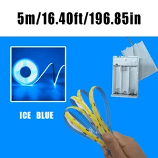 5V COB LED 스트립 조명 고밀도 유연한 테이프 3mm 너비 리본 따뜻한 자연 흰색 빨간색 파란색, 03 발광 색상2, 04 1미터, 08 파란색
