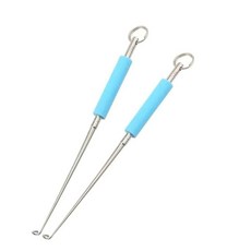 臺灣出貨 盲捅取鈎器 摘鈎器 取魚器 脫鈎神器 深喉取鈎器 脫鉤器 日式摘鉤 深口起鈎器 釣魚垂釣配件 漁具用品, 橡膠手柄脫鉤器[2個裝], 1個