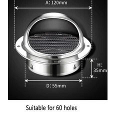 스테인레스 스틸 벽 천장 에어 벤트 덕트 환기 배기 그릴 커버 배출구 난방 냉각 방수 캡, 03 304 steel 60mm