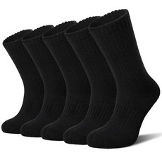 여성용 메리노 울 양말 하이킹 겨울 부츠 보온 따뜻하고 두껍고 아늑한 작업 크루 5쌍 5쌍 블랙 원사이즈 181056