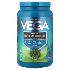 Vega 유기농 식물 기반 단백질 프리미엄 올인원 뉴트리션 플레인 무가당 (1lb 10.9oz), 분말, 1개
