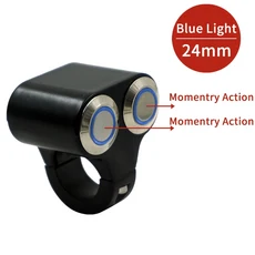 22mm 핸들 바 듀얼 버튼 오토바이 스위치 ATV 스쿠터 헤드 라이트 위험 브레이크 안개등 ON-OFF 알루미늄 L, 03 24mm Blue(M)