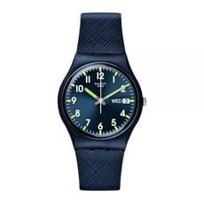 Swatch Gent Biosourced 유니 시계 캐주얼 플라스틱 블루 쿼츠 방수 시르 블루