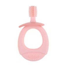 DFMEI 嬰兒牙刷磨牙棒寶寶牙膠0-1-2-3歲硅膠護齒訓練牙刷兒童乳牙刷廠, 1個, 如圖, 粉色+牙膠牙刷(無盒)