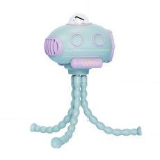 嬰兒車風扇 八爪風扇 水母風扇 推車風扇 氛圍燈 內建音樂 擺頭風扇 手持風扇 桌面風扇 纏繞懸掛扇, 淺藍潛水艇風扇－內建音樂／4000mAh, 1個