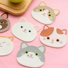 고양이 실리콘 컵받침 그릇 귀여운 티코스터 ala+0794PP, 오렌지-웃음