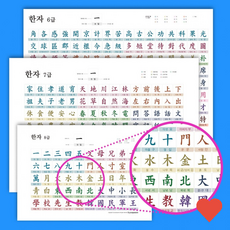 계발 바이 소품 6급 7급 8급 벽보 학습 한자 포스터, 한자 8급 포스터 (A3)