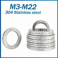 스테인레스 스틸 다크로멧 더블 데크 자동 잠금 와셔 웨지 느슨한 충격 방지 개스킷 M3 M4 M5 M6 M8 M10, 06 M18 x5pcs, 02 304 Stainless Steel